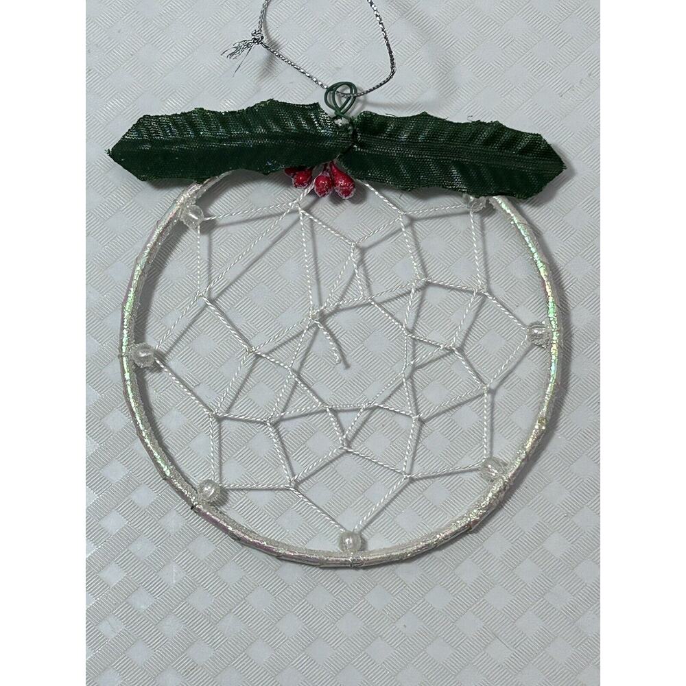 White Glitter Dream Catcher Christmas Tree‎ Ornament Mistletoe Holly Decor Gift